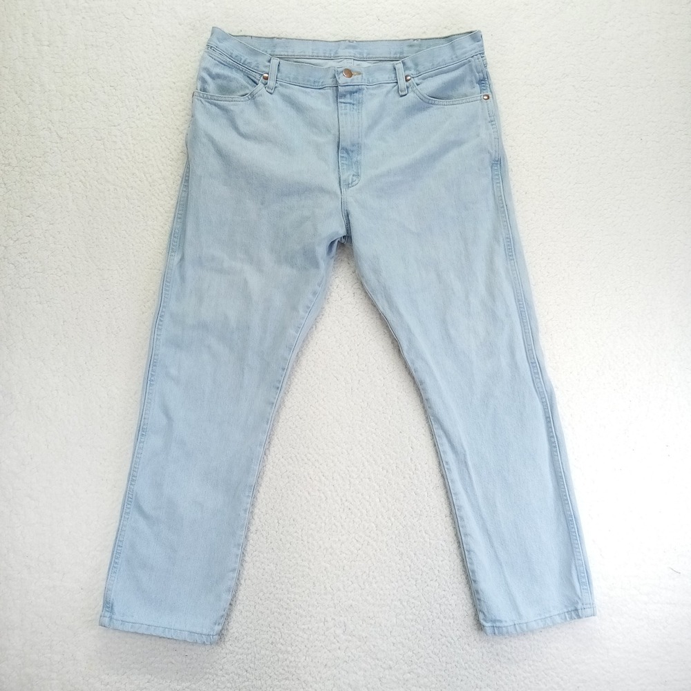 Wrangler Mens Regular Fit Straight Leg Light Wash‎ Denim Jeans Blue 38x30